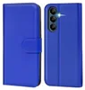 A blue flip case for a smartphone is shown from the front and back. Produktbild-Vorschau