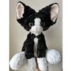 Plüsch Katze Kuscheltier 40 cm Schwarz Weiß Krullig Produktbild-Vorschau 5