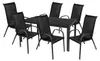 Hochwertige Gartengarnitur 7-teilig Gartentisch 180x90cm Anthrazit Aluminium Schwarz + 4 Stapelstühle Stahl Textilen Schwarz Produktbild-Vorschau