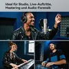A collage of three scenes showing people using headphones in different audio-related settings: a studio, a music production setup, and a DJ booth. Produktbild-Vorschau