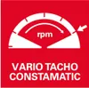 A graphic showing a tachometer dial with the text 'rpm' and an arrow indicating speed, along with the text 'VARIO TACO CONSTAMATIC'. Produktbild-Vorschau