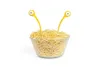 A bowl of spaghetti with two yellow pasta servers that look like monsters with eyes. Podgląd zdjęcia produktu