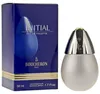 Boucheron Initial Eau de Toilette 50 ml: Tropfenförmiger Flakon mit silbernem Verschluss vor tiefblauer Verpackung mit goldener Zierlinie und weißer Schrift. Produktbild-Vorschau