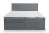 A gray corduroy box spring bed with a white mattress and headboard, shown from the front. Produktbild-Vorschau