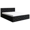 A black upholstered bed frame with a white mattress, shown from a side angle against a white background. Produktbild-Vorschau