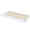 A white bed frame with wooden slats, shown from a slightly elevated angle against a white background. Náhľad obrázku produktu