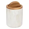 A close-up shot of a small trash can with a wooden lid. Anteprima dell’immagine prodotto