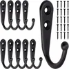 10 Stueck schwarze kleine Haken an der Wand montiert mit 20 Produktbild-Vorschau 1
