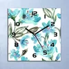 Wanduhr Echt-Glas-Küchenuhr Türkis Blumen Natur Quarz 30x30 Produktbild-Vorschau 1