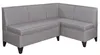 A grey corner sofa with black legs on a white background. Produktbild-Vorschau