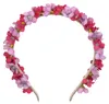 Blumen Haarreif "Elfe" - Schmaler Blütenkranz | Rosa Rot Produktbild-Vorschau 3