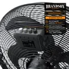 Close-up of a black fan with control buttons and marketing text overlay. Anteprima dell’immagine prodotto