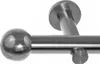 Close-up of a metal curtain rod with a spherical finial and a wall bracket. Produktbild-Vorschau