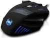 A black gaming mouse with blue LED accents and branding. Produktbild-Vorschau