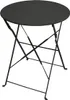 A black metal bistro table with a round top and folding legs, shown from a slightly elevated angle against a white background. Produktbild-Vorschau
