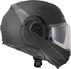 A black motorcycle helmet with a flip-up chin bar and a tinted visor, shown from a side-diagonal view. Voir les images du produit