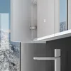 A modern bathroom scene with a white cabinet with an open door and a white faucet. Produktbild-Vorschau