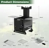 A diagram showing the dimensions of a camping stove and its accessories. Produktbild-Vorschau