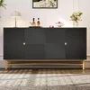 Merax Kommode 160 cm, Sideboard mit 4 Türen, Goldenes Bein, Produktbild-Vorschau 2