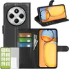 A collage of images showing a black leather phone case with card slots and a phone inside, and a separate image of a phone in a similar case. Náhled obrázku produktu