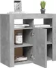 A grey sideboard with two doors and shelves is displayed against a white background. Anteprima dell’immagine prodotto
