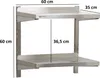 A stainless steel wall shelf with two tiers, shown with dimensions indicated. Produktbild-Vorschau