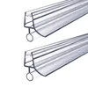 Two clear plastic shower door seals with water droplets on them, shown against a white background. Voir les images du produit