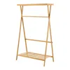 A wooden garment rack with two shelves against a white background. Podgląd zdjęcia produktu
