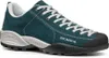 Dunkelgrüner Scarpa Mojito Schuh mit weißen Schnürsenkeln und grauer Sohle aus Wildleder Náhľad obrázku produktu