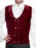 A man wearing a burgundy velvet vest over a ruffled white shirt. Produktbild-Vorschau