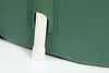 A close-up view of a green garden rain barrel with a white spout protruding from a cutout. Produktbild-Vorschau