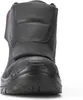 A close-up, rear view of a black work boot against a white background. Produktbild-Vorschau