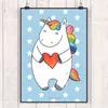 Mr. & Mrs. Panda Poster Einhorn Herz DIN A2 - Blau Pastell Produktbild-Vorschau 2