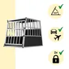 A dog transport box with accompanying marketing icons. Podgląd zdjęcia produktu
