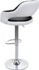 A white and black bar stool with a chrome base and adjustable height. Anteprima dell’immagine prodotto