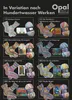 A collage of different sock designs and yarn balls, with text descriptions. Produktbild-Vorschau