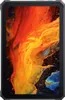 A tablet device displaying a colorful abstract image on its screen, set against a dark background. Produktbild-Vorschau