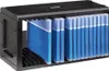 A black CD rack filled with blue CD cases. Anteprima dell’immagine prodotto