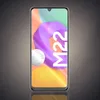 A Samsung Galaxy M22 smartphone displayed with a colorful abstract wallpaper on its screen. Produktbild-Vorschau