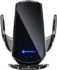 A black wireless car charger with blue LED lights and a logo. Produktbild-Vorschau