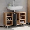 A bathroom vanity with a sink and faucet, showing storage compartments. Náhled obrázku produktu