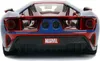 The rear view of a toy Ford GT car with Marvel and Spider-Man branding. Náhled obrázku produktu