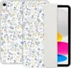 A floral patterned iPad case is shown open, revealing the iPad screen with colorful abstract shapes. Anteprima dell’immagine prodotto