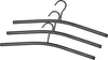 Three black metal hangers are arranged diagonally on a white background. Produktbild-Vorschau