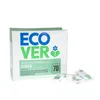 A box of Ecover dishwasher tablets with some loose tablets in front. Podgląd zdjęcia produktu
