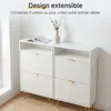 Meuble à Chaussures d'Entrée Blanc en Bois, 2 Portes Voir les images du produit 3