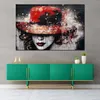 Wandbild Leinwandbild Lifestyle Frau mit rotem Hut Produktbild-Vorschau 3