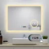 AICA LED Badspiegel mit Uhr 80×60cm Touch/Wandschalter Produktbild-Vorschau 2