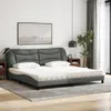 Möbel Bett mit Matratze Dunkelgrau 200x200 cm Stoff - Produktbild-Vorschau 2