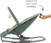 A side view of a green baby bouncer with a hand adjusting the recline. Produktbild-Vorschau